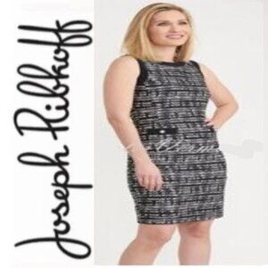 Joseph Ribkoff Black and White Sheath Midi Dress Stretch Size 20